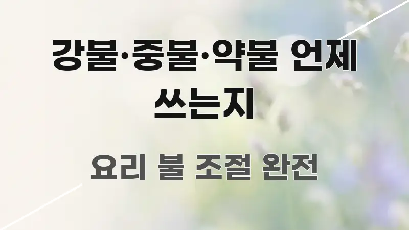 강불·중불·약불 언제 쓰는지 핵심 요약 강불·중불·약불 언제 쓰는지 핵심만 담은 정보 정리 카드 이미지 - 글 흐름을 돕는 시각 자료